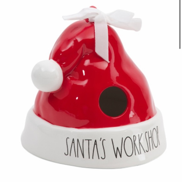 New Rae Dunn SANTA’S WORKSHOP Santa Hat Christmas Birdhouse - Picture 4 of 5